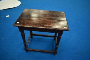 A 19th Century oak side table having turned frame , approx. 72 x 50cm