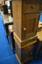 A pair of modern pine narrow bedside cabinets, approx. 38 x 33cm