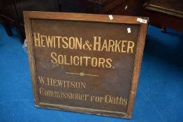 A vintage sign, with metal mesh insert , approx. 74 x 72cm