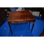 A Regency revival mahogany fold over tea table, width approx. 91cm