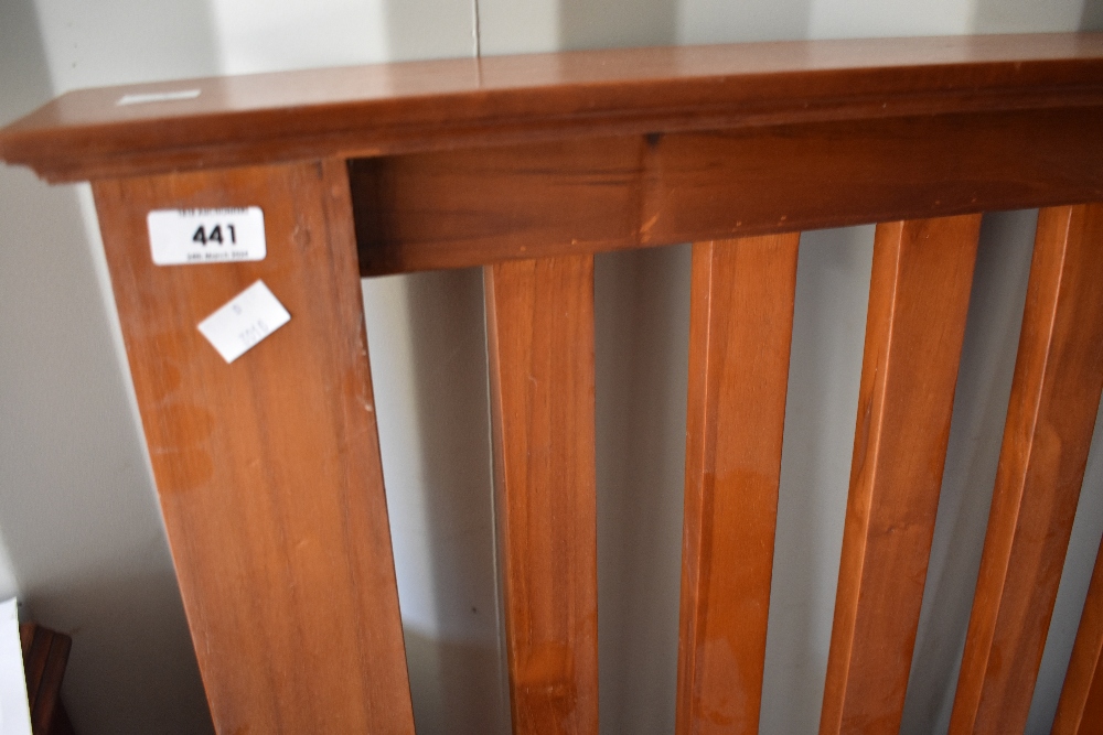 A modern hardwood headboard (w161cm) and two similar bedside chests - Image 2 of 2