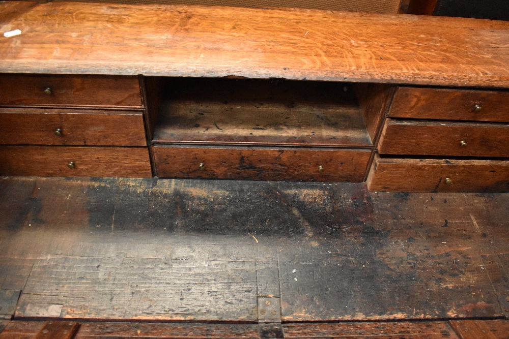 An 18th Century and later golden oak bureau , dimensions approx W99 H97 D50cm - Image 2 of 3