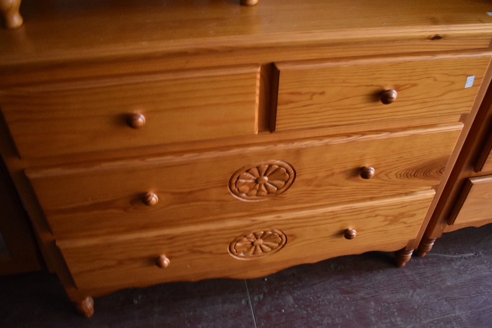 A selection of pine bedroom furniture comprising five drawer chest (W90 D45 H127), two over two - Image 4 of 5