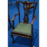 A reproduction Chippendale style carver chair