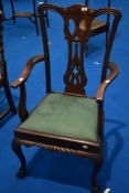 A reproduction Chippendale style carver chair