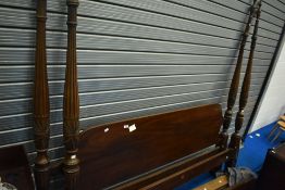 A vintage mahogany half tester bed frame, width approx 207cm, height 201cm