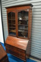 An early to mid 20th Century mahogany bureau bookcase, dimensions approx. H199cm, W90, D46cm