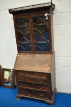 An early 20th Century mahogany bureau bookcase, approx height 201cm, width 82cm