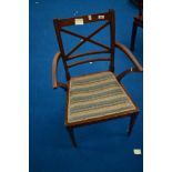 A late 19th or early 20th Century mahogany bedroom or dining chair of interesting design with 'V'