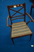 A late 19th or early 20th Century mahogany bedroom or dining chair of interesting design with 'V'