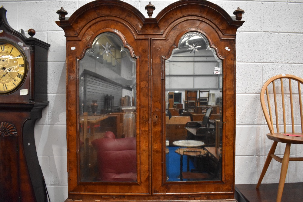 A fine Queen Anne walnut bureau , having double arch topped, Italian style mirrored panels to doors, - Image 4 of 19