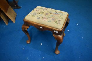 A Queen Anne style tapestry footstool