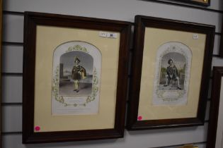 Two engraved hand-coloured theatrical character prints, Mr Couldock as Iago and Mr E.L Davenport