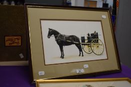 Jennifer Shaw (20th Century), gouache, A horse and carriage, signed and dated '85 to the lower