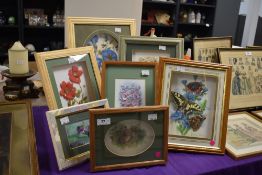 A selection of seven various decoupage artworks.