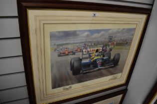 After Tony Smith (20th Century), coloured print, 'Victory', The British Grand Prix at Silverstone in