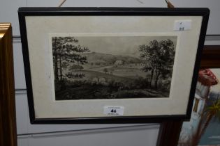 A 20th Century monochrome print after the 19th Century original Quernmore Hall and Park, framed