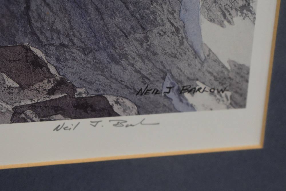 After Neil J. Barlow (20th Century, British), coloured print, 'Ben Nevis And The Carn Mor Dearg - Image 2 of 2