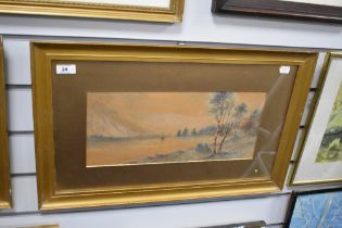 C.Gelling (19th/20th Century), watercolour and gouache, Two sepia tone lake landscapes, signed to