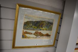 An attractive 20th century Cornish coastal scene watercolour, unsigned, artist unknown, within a