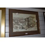 After Leonardo Di Vinci 'Facsimile Prints Arnold Landscape' mounted framed and glazed 46.5cm x