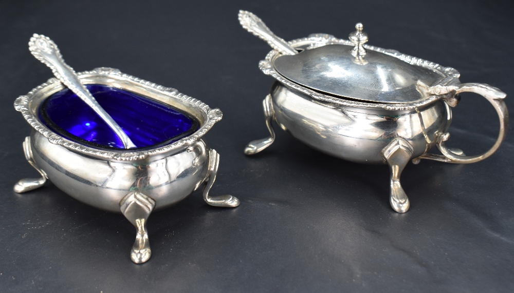 A pair of George VI silver condiments, comprising salt and mustard, each of rounded rectangular form - Image 2 of 5