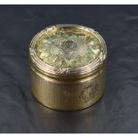 A late 19th/early 20th century French .925 grade gilt white metal sealing wax burner, of cylindrical