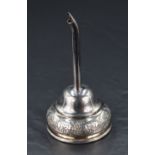 A reproduction silver-plated wine funnel, of traditional design with embossed fruiting vine