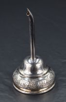 A reproduction silver-plated wine funnel, of traditional design with embossed fruiting vine