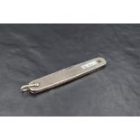 A George VI silver mounted steel bladed pocket knife, with engine turned surface detail, engraved