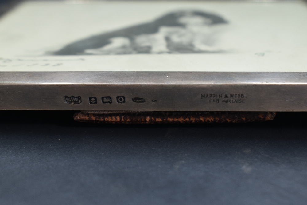 A 1930's George VI Silver photograph frame, of plain rectangular form with engraved initials M.C. - Image 3 of 3