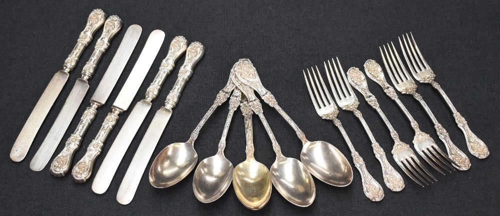 A selection of Rogers A1 plated flatware and cutlery, comprising six steel bladed knives, six - Image 2 of 2
