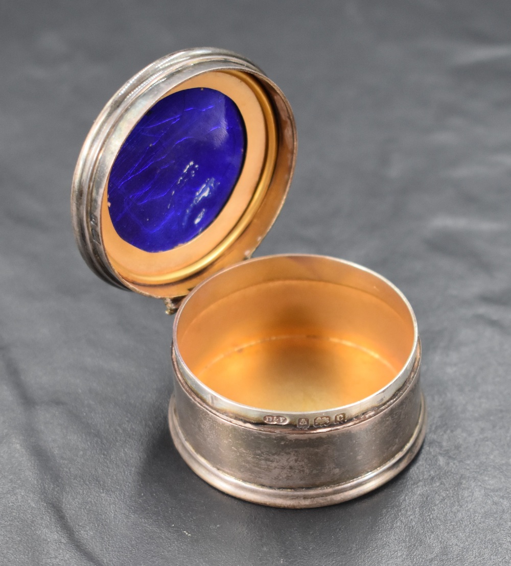An Edwardian circular silver and enamel box, the hinged cover having a slightly domed circular - Image 2 of 3
