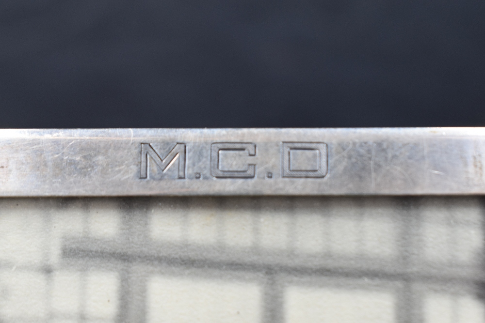 A 1930's George VI Silver photograph frame, of plain rectangular form with engraved initials M.C. - Image 2 of 4