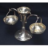 An Edwardian silver epergne centre-piece, the central trumpet form vase raised on a spreading