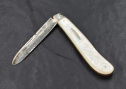 A Victorian Mother-of-Pearl mounted and silver-bladed pocket knife of traditional design with