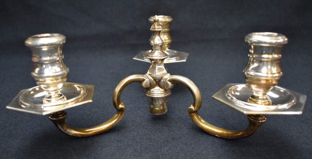 An impressive early Queen Elizabeth II silver three-branch candlestick, of turned and hexagonal - Image 4 of 4