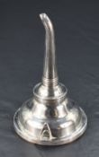 A George III silver wine funnel, of typical form in two parts with reed moulded rims and