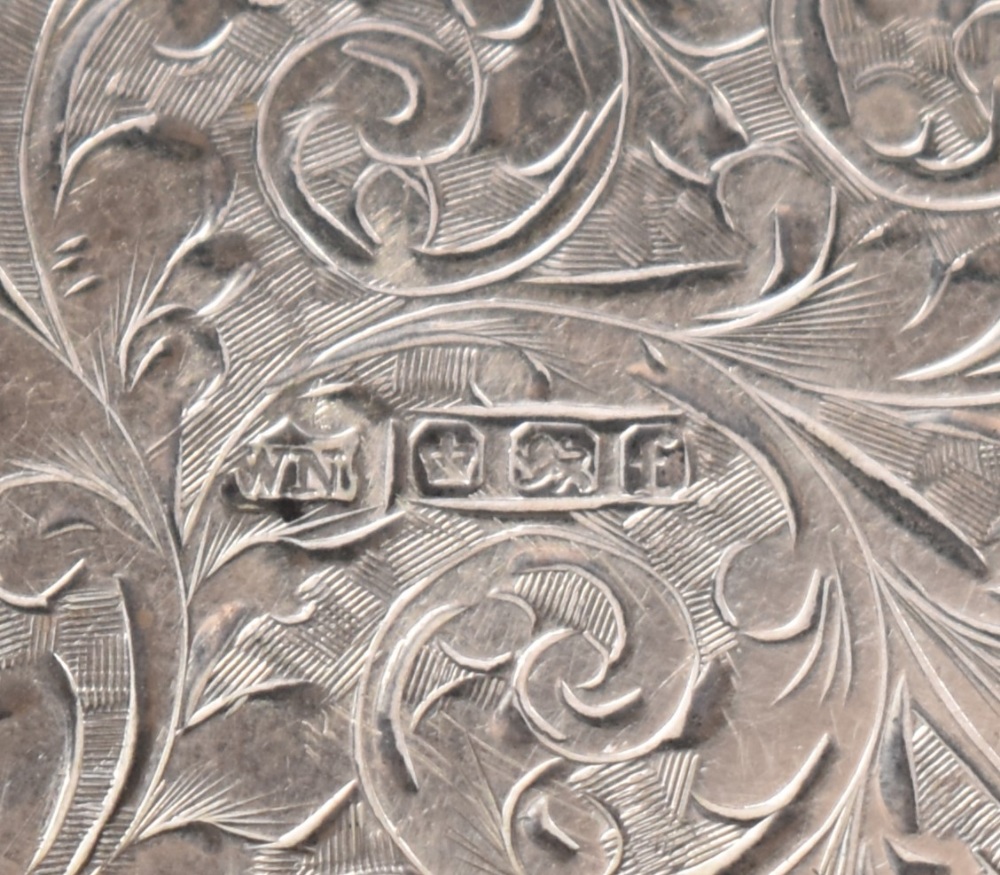 A late Victorian silver visiting card case, of shaped and hinged rectangular form with engraved - Image 3 of 3