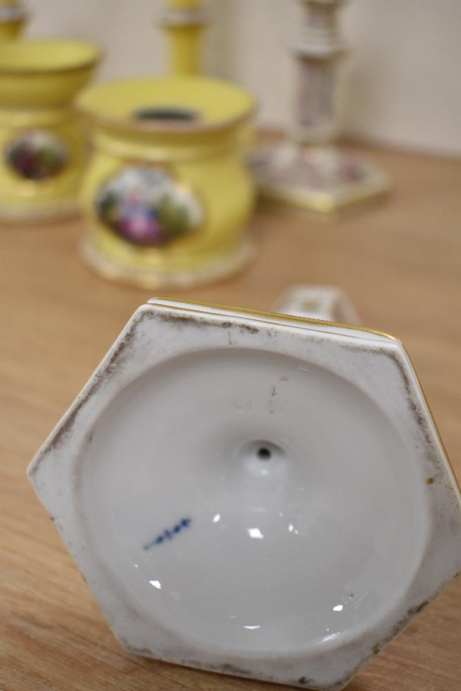A small collection of 19th Century continental porcelain, of Berlin style and against a yellow - Bild 3 aus 3
