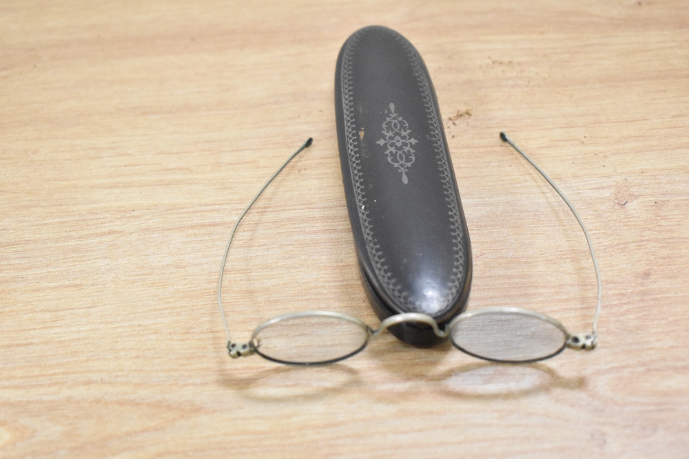 A pair of Antique spectacles with inlaid wooden case. - Image 2 of 2