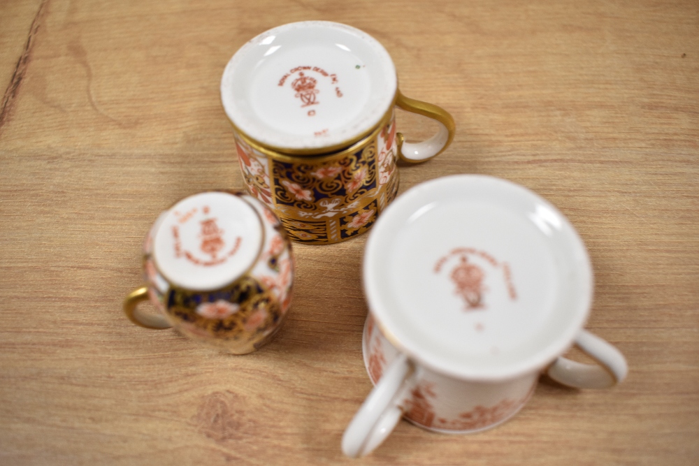 A Royal Crown Derby tyg or loving cup having white ground with deer transfer pattern, a cabinet - Image 2 of 2