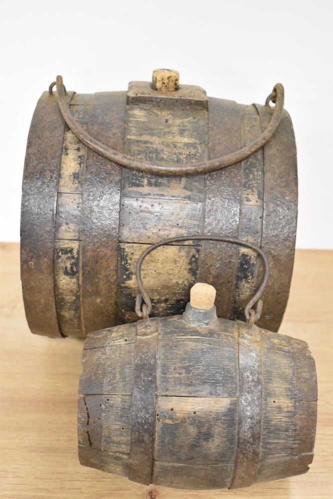 Two Victorian coopered spirit barrels, the largest measures 18cm long - Image 2 of 3