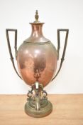 A Victorian copper and brass samovar, measuring 50cm tall