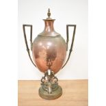 A Victorian copper and brass samovar, measuring 50cm tall