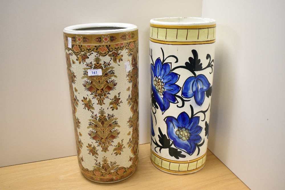 Two 20th century ceramic umbrella stands, including oriental styled example and one having