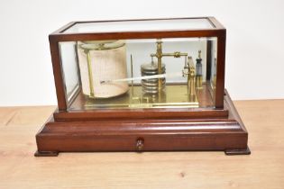 An early 20th Century Chadburns of Liverpool mahogany cased barograph, measuring 23cm tall, 24cm