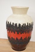 A mid-20th Century West German Bay Keramik vase, in the Fat Lava design, measuring 42cm tall