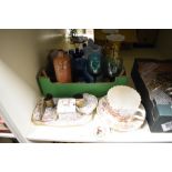 A mixed lot of ceramics, including blue jug with relief Robert Burns design, an oversized cup and