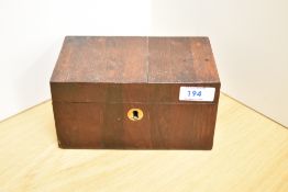A late 19th/ early 20th century tea caddy, having two compartments to inside, af.